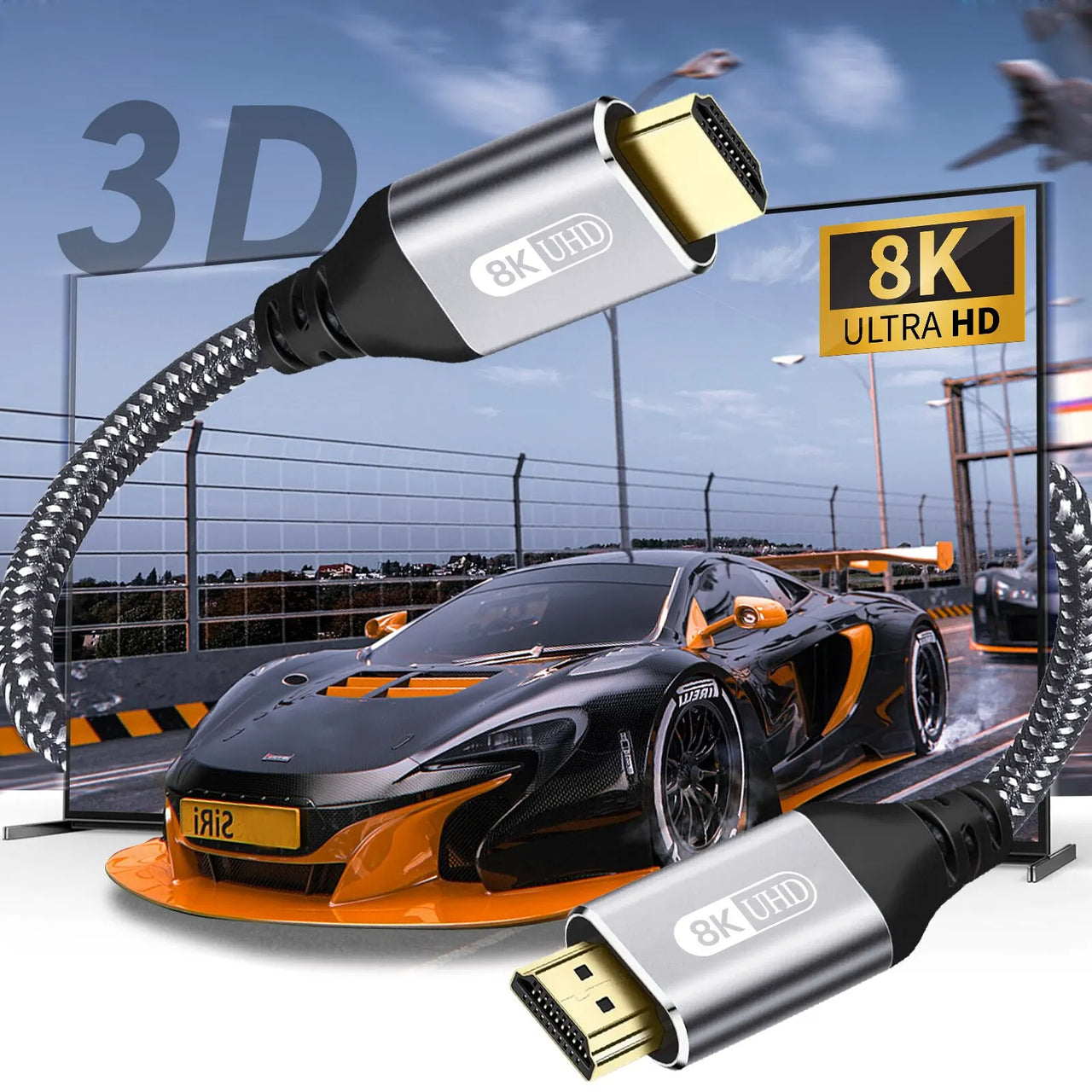 Premium 3m HDMI Cable 2.1 - Ultra High-Speed 8K 60Hz, 4K 120Hz, 48Gbps, EARC, ARC, HDCP, HDR, HDMI Cable, 3 Meter