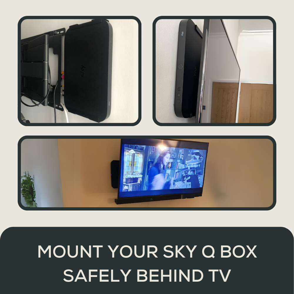 sky q box behind TV