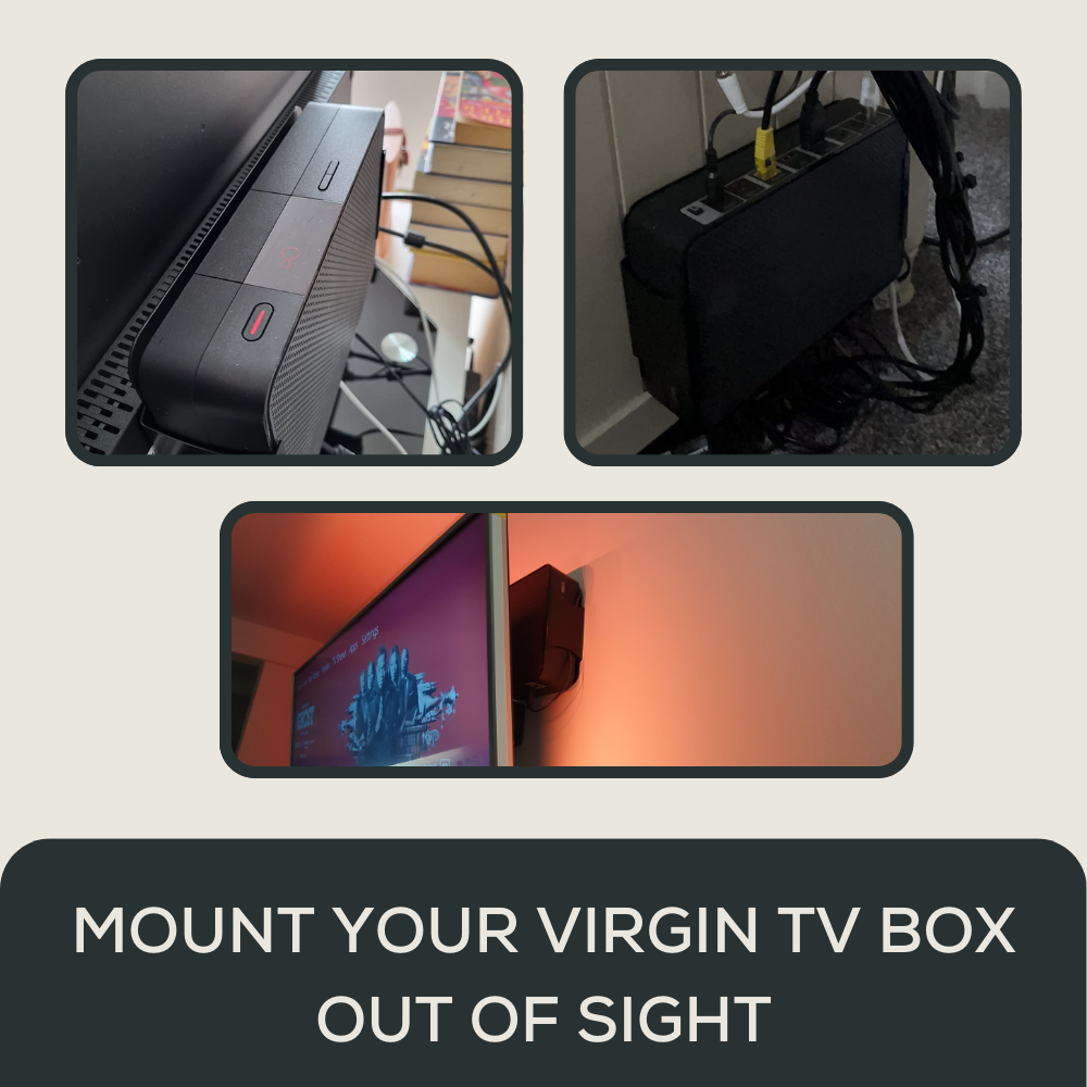 virgin box behind tv